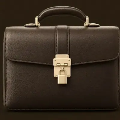 Locked leather briefcase — Vegas Nova Casino